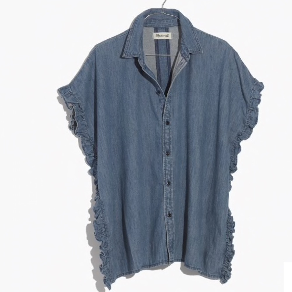 Madewell Indigo Ruffle Side Shirt